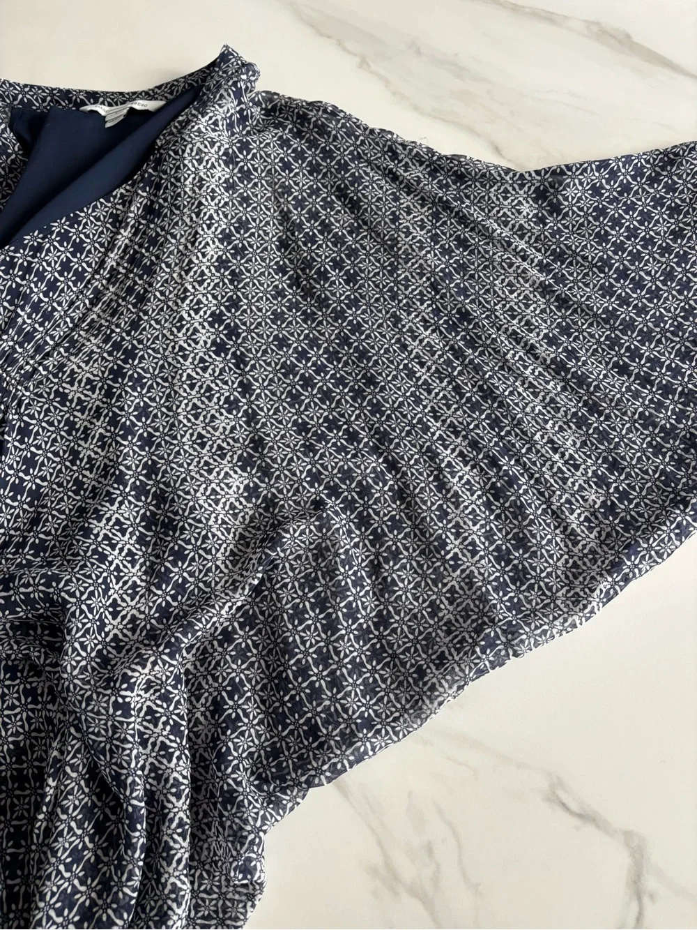 Diane Von Furstenberg Navy and White Silk Fleurette Dress Sz 6